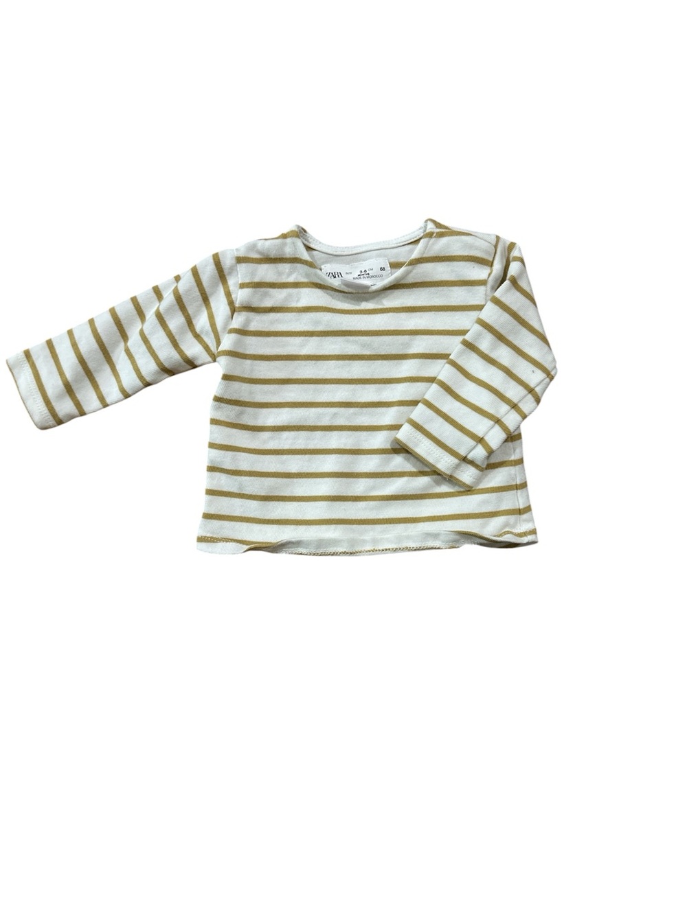 Zara White and Mustard Striped Long-Sleeve Tee - Kids